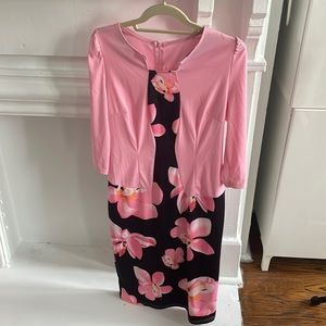 Vintage floral pink dress cute flowers in black